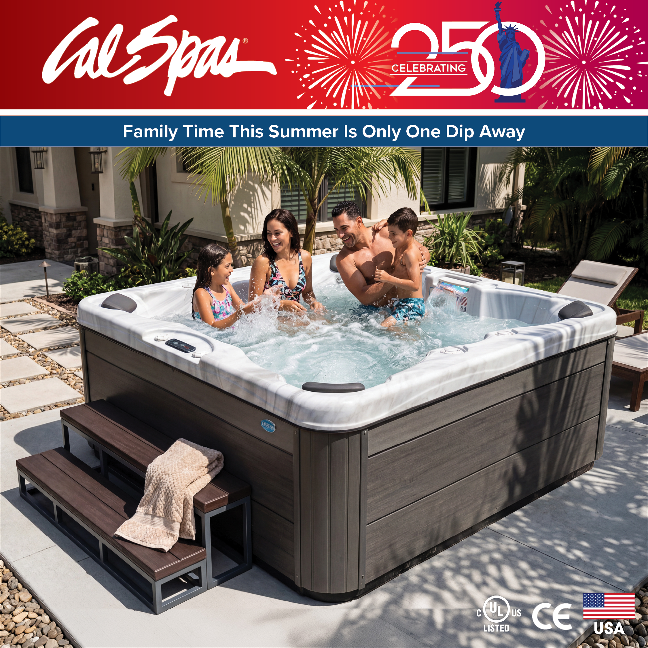 Calspas hot tub being used in a family setting - Hempstead